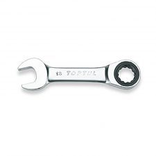 Toptul 14 mm Stubby Ratchet Combination Wrench Satin Chrome Stamping