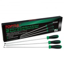 Toptul 3Pcs Extra Long Phillips & Slotted Super Grip Screwdriver set