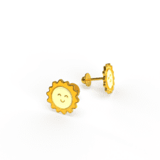Smiling Sun Earrings 1.25g - 18KT Solid Gold