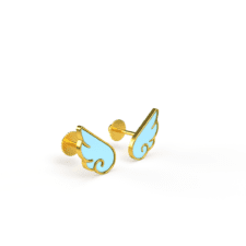 Blue Angel Wings Earrings 1.05g - 18KT Solid Gold