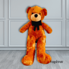 Decorative red plush teddy bear with heart scarf â€” product image (4 ft).