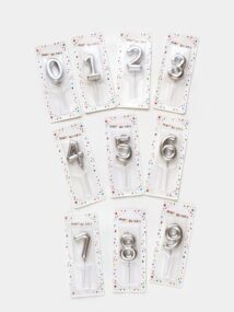 Number Candle Silver 0-9