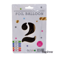 Packaged foil balloon number '2' on retail backing card (party accessory).