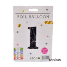 Packaged foil balloon number '1' on retail backing card (party accessory).