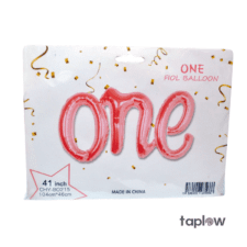 Packaged 'ONE' rose-gold number foil balloon retail box