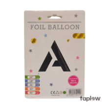 Retail pack of foil balloons with product branding and label