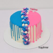 Pink & Blue Rosette Cake