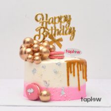 Pink & Gold French Macaron Cake