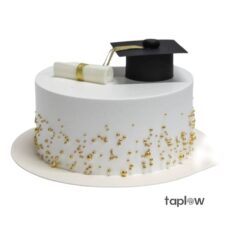 Large black plush toy with red tail held by model