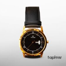 Titan Analog Black Dial Day And Date Leather Strap Watch For Men