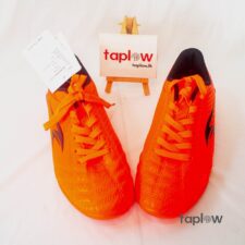 Bright orange football cleats displayed on white background (product image).