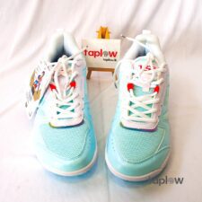 Light turquoise athletic shoes displayed on white background (pair).