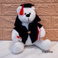 Graduation Coat Bear - White
