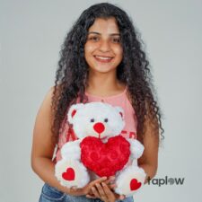 Heartsy Bear – Plush Teddy with Rose Heart