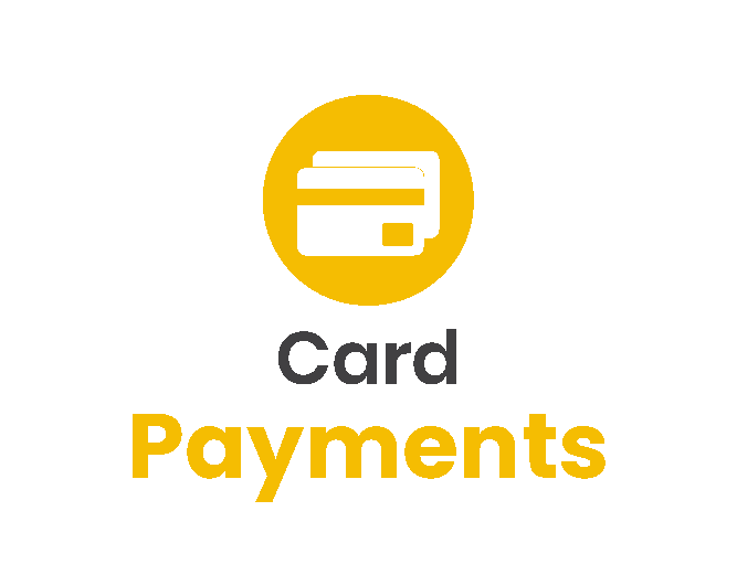 Yellow card payments icon with credit-card graphic