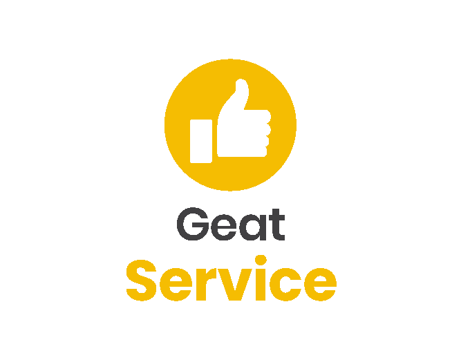 Great service icon with thumbs-up symbol in yellow circle