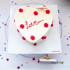 White Heart Romance Cake